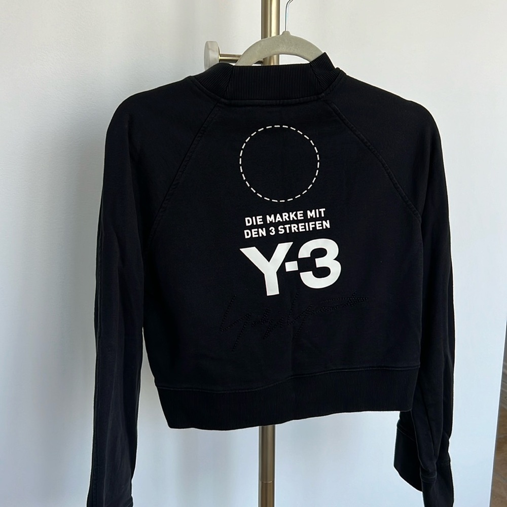 Adidas Y-3 small (solid front/design on back) crop crewneck, wide arm